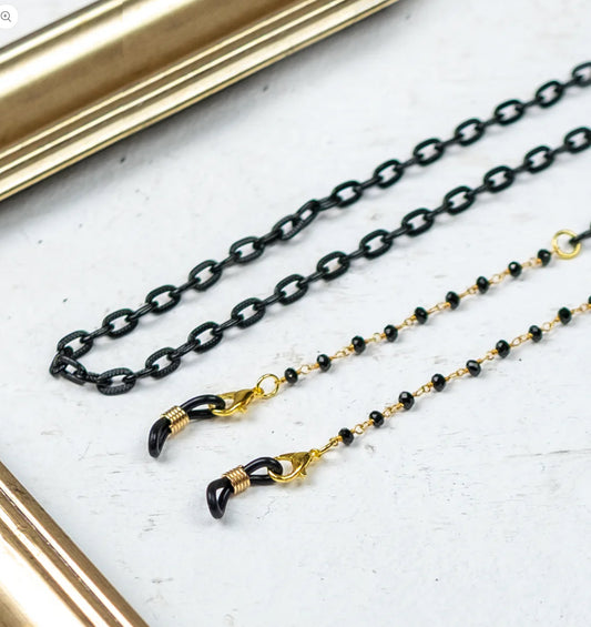 Catena sottile con frammento rosario cristalli (CAT.B09 nero)
